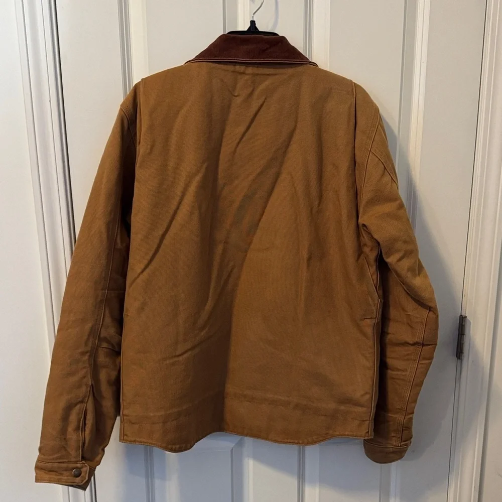 Carhartt Brown Men's M Work Jacket Relaxed Fit Mid-Length Full Zip Spread Collar